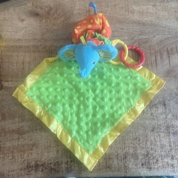 EARLY YEARS ELEPHANT Minky Dot Satin Rattle SECURITY BLANKET LOVEY crinkle hang - Picture 2 of 6
